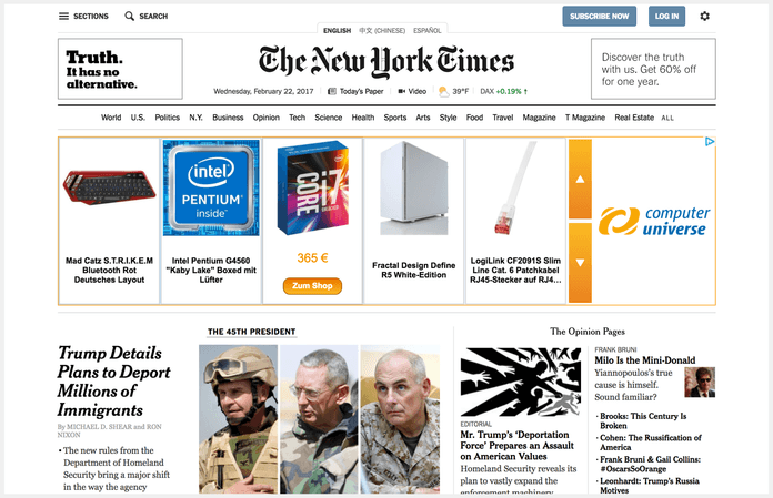 Current NYT design. In concepts, designers don’t usually consider financial practicalities