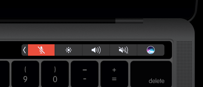 Touch Bar with one custom button and four constant buttons