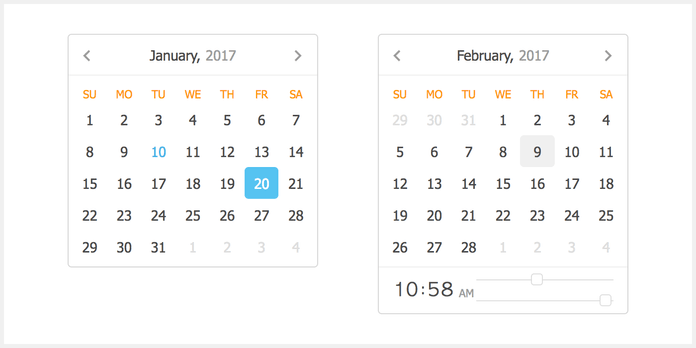 Example of simple and clean datepicker “Air-datepicker”