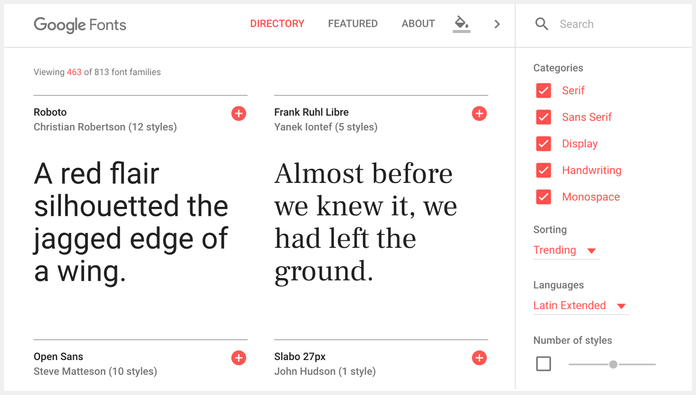 Google fonts library of free-to-use fonts