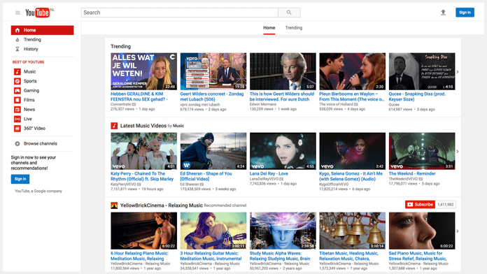 Compare with the current YouTube homepage. It looks older, but more functional